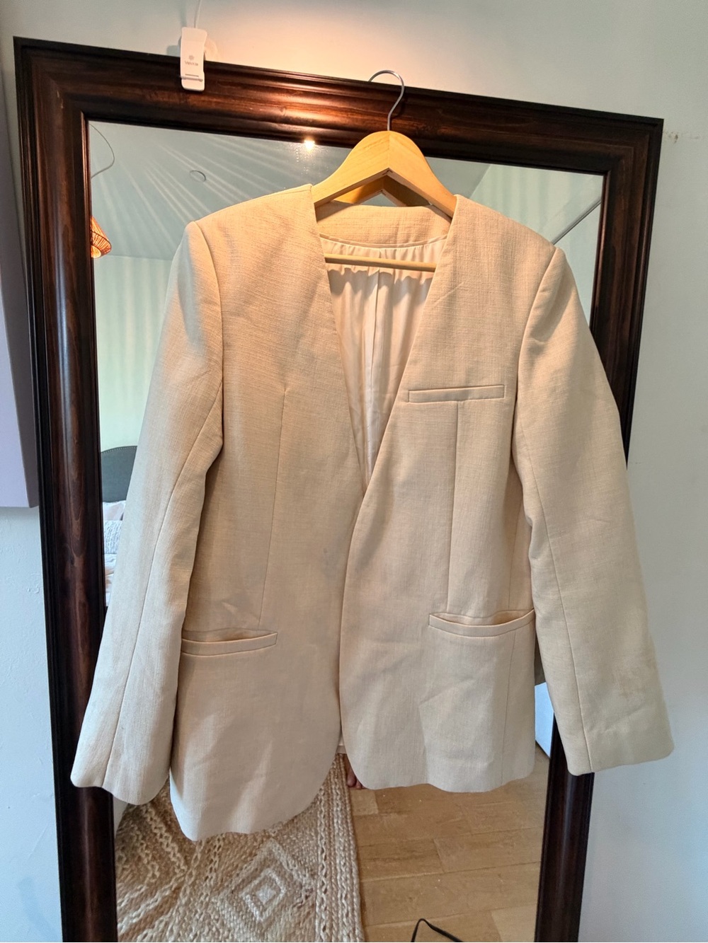 Women's Cream Open-Front Blazer Jacket